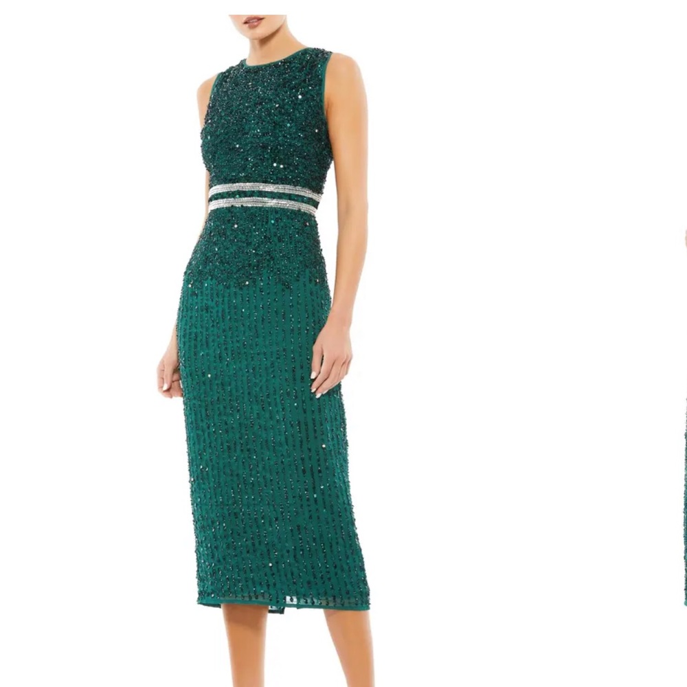Mac Duggal green sequin dress size 6. Like new